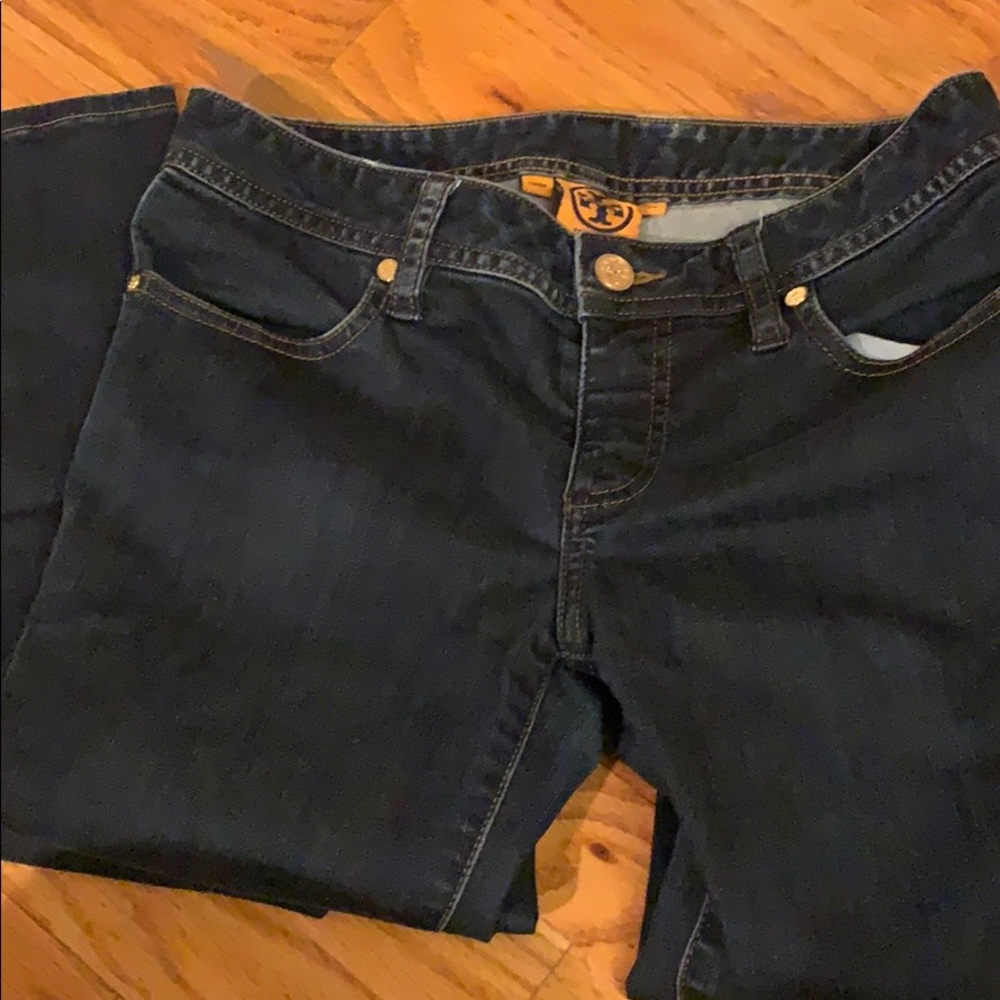 Tory Burch Dark Denim jeans.
